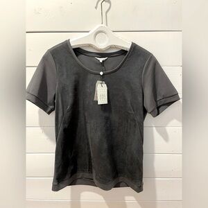 🩶 SANDWICH_Dark Grey Faux Suede T-Shirt – NWT size L